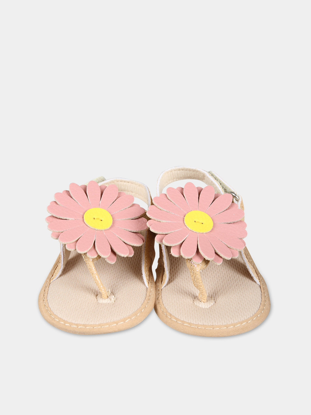 Sandales roses pour bébé fille avec marguerites